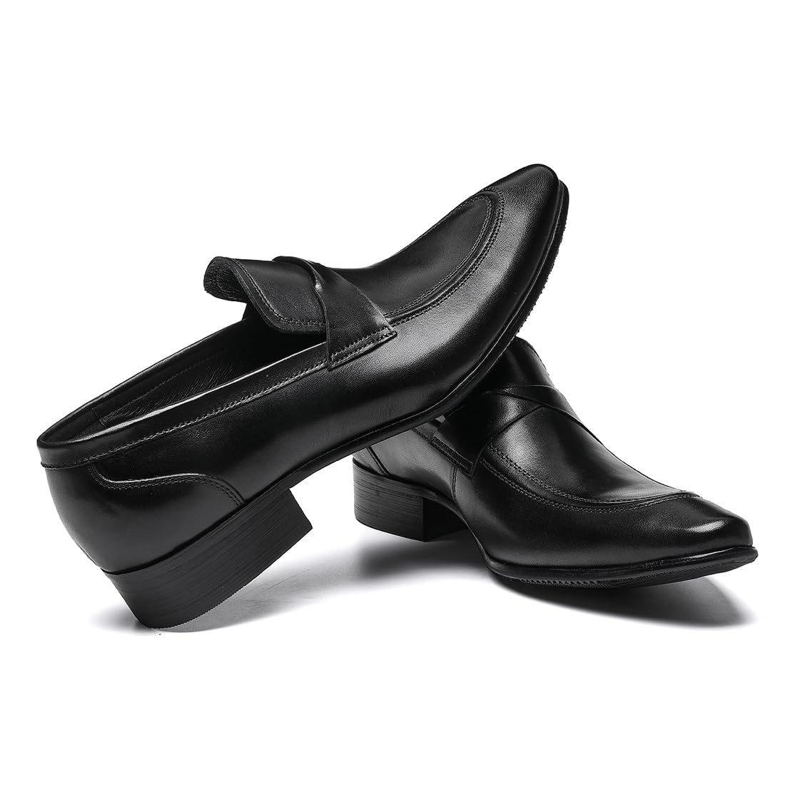 Loafers Casuales Negocios para Hombre Mocasines Formales en Cuero Zapatos Bajos con Cordones Pull On