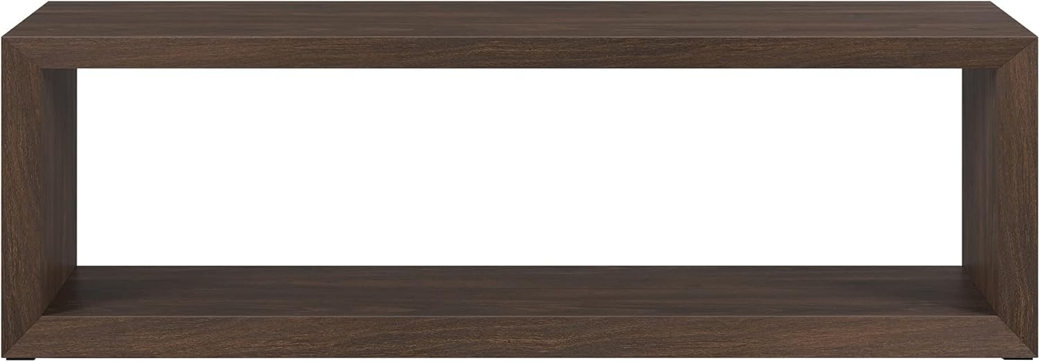 Henn&Hart 58" Rectangular Coffee Table with Open Storage Shelf for Living Room, Family Room, or Office, Rich Brown