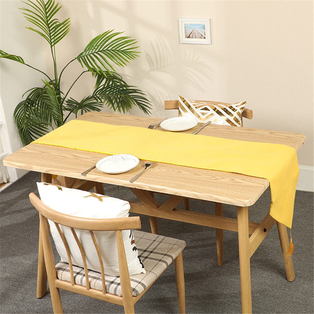 Highdi Yellow 3D Table Runners Solid Color Table Runner Easy Care Tablerunner Decorative Cloth For Party, Banquet, Restaurant & Outdoors (33X180cm,)