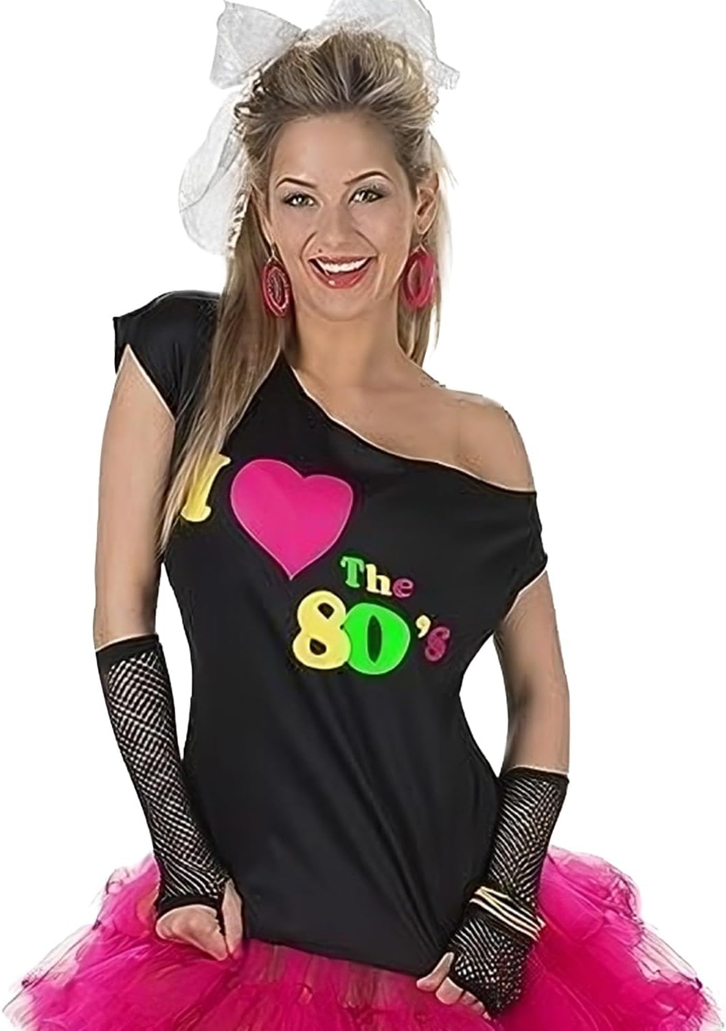 Women’s I Love The 80’s Disco T-Shirt - Adult Costume Tee, Multi-Color, Large/X-Large