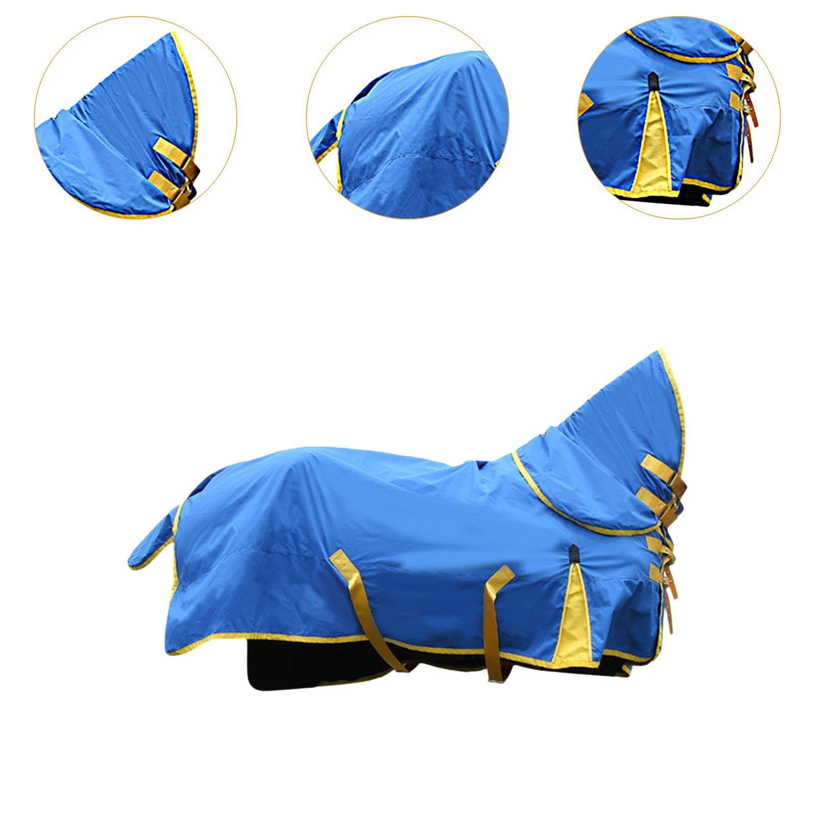 Manta Impermeable para Caballos, Manta Protectora Impermeable para Caballos, Tejido de Poliéster Transpirable con Hebillas Cruzadas Y Collar Extraíble