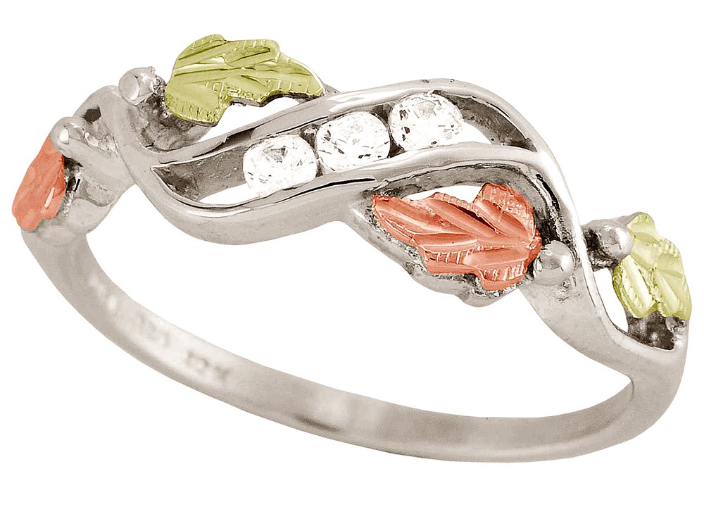 Beautiful! Sterling-silver Black Hills Gold Women's Cubic Zirconia Channel Set Ring