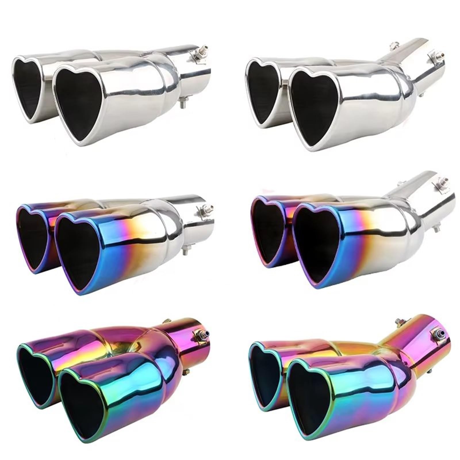 Edelstahl Auspuff Endrohr Universelles herzförmiges Auto-Auspuff-Endrohr, 2,5-Zoll-Herz-Auto-Edelstahl-Auslassrohr(Straight color)