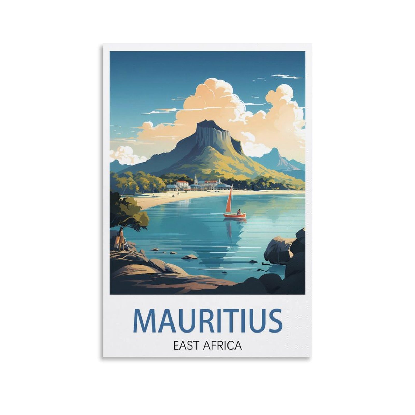 Lhjoiun Unframe-Style Mauritius East Africa Vintage Travel Poster Landscape 08X12inch(20X30cm) Art Canvas Print For Living Room Bedroom Home Decoration Modern Art