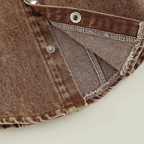 Toddler Baby Boy Girl Fall Denim Jacket Long Sleeve Jean Coat Button Down Vintage Outfit Cowboy Clothes (Brown,2-3T) #TOP5