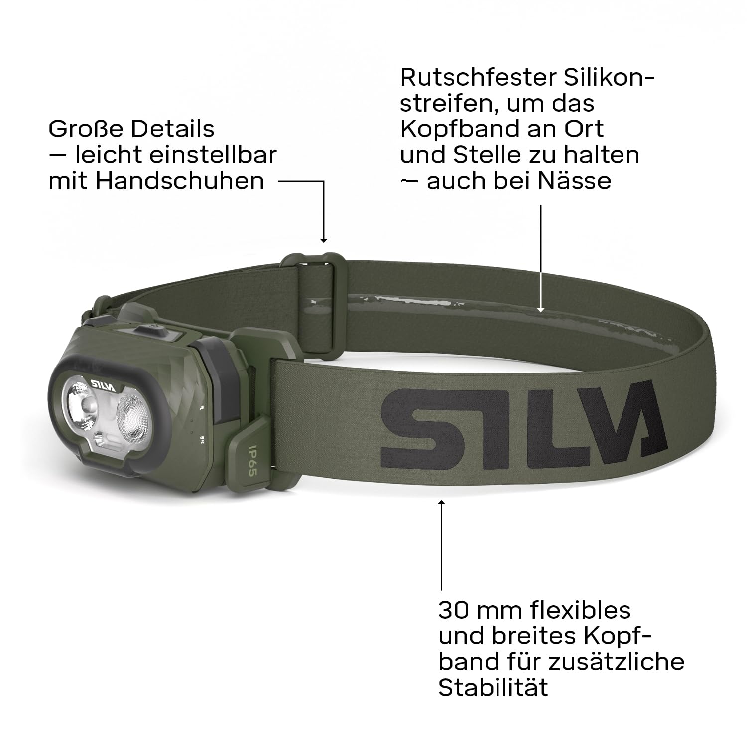Silva Stirnlampe LED Wiederaufladbar USB C - Discover Hybrid - 500 Lumen Stirnlampe Rotlicht - 3 Helligkeitsstufen - Weiß, Orange & Rot LED Kopflampe - Kopflampe Aufladbar