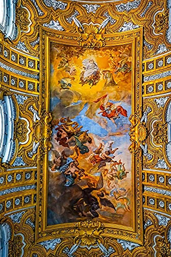ArtExpert Ceiling God Fresco Basilica Saint Ambrogio Carlo al Corso Basilica Church-Rome-Italy by William Perry - 16x24 Art Print Poster