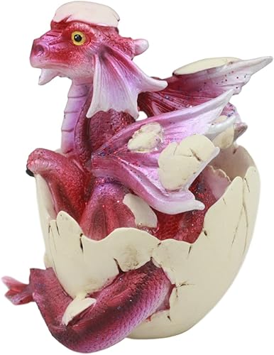 Miniatura 2 de Gifts & Decor Ebros - Figura de dragón rojo desconcertado en huevo de 3.25 pulgadas de alto, diseño de dragón emergente de la estatua del huevo