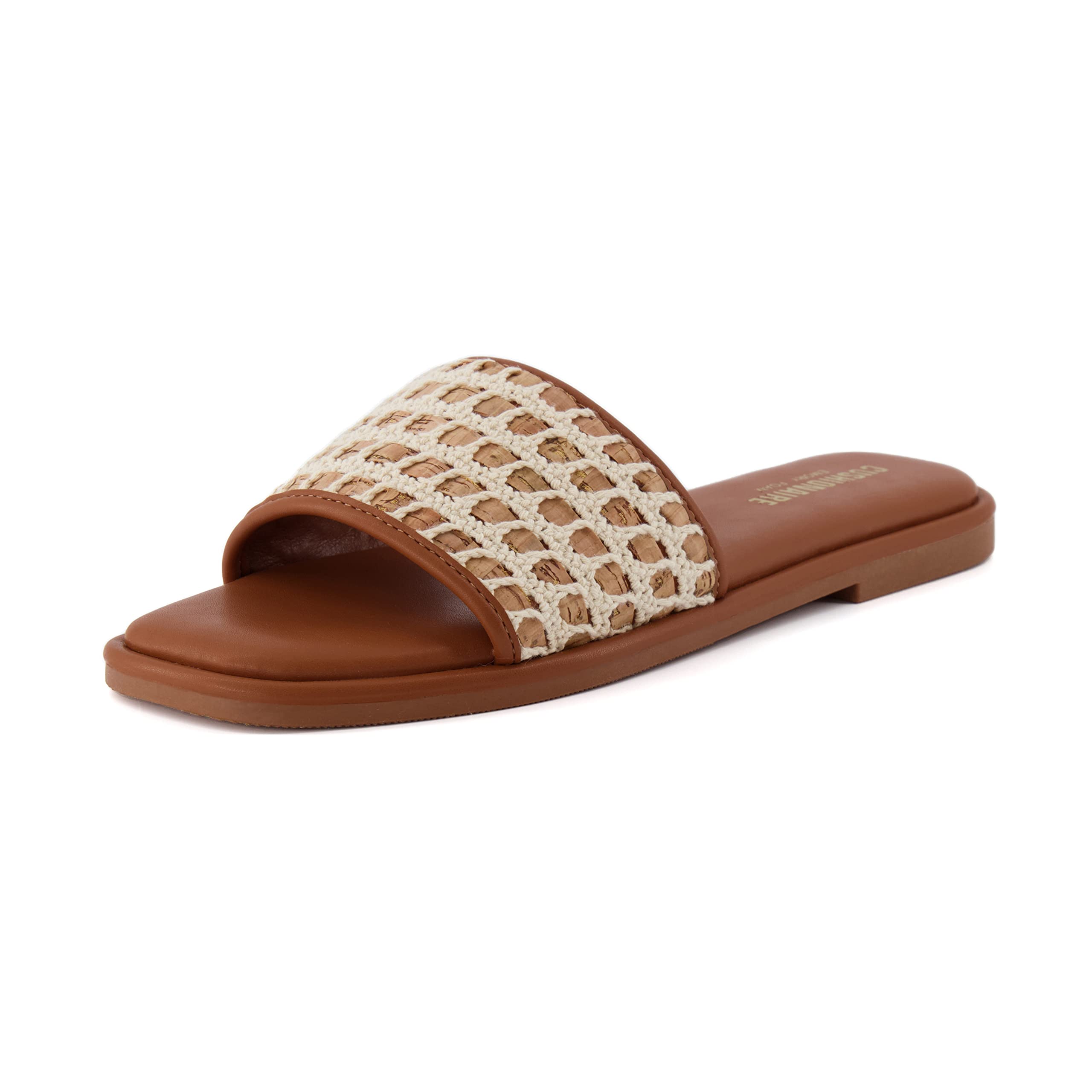 CUSHIONAIREWomen's Taffy crochet cork slide sandal +Memory Foam, Wide Widths Available