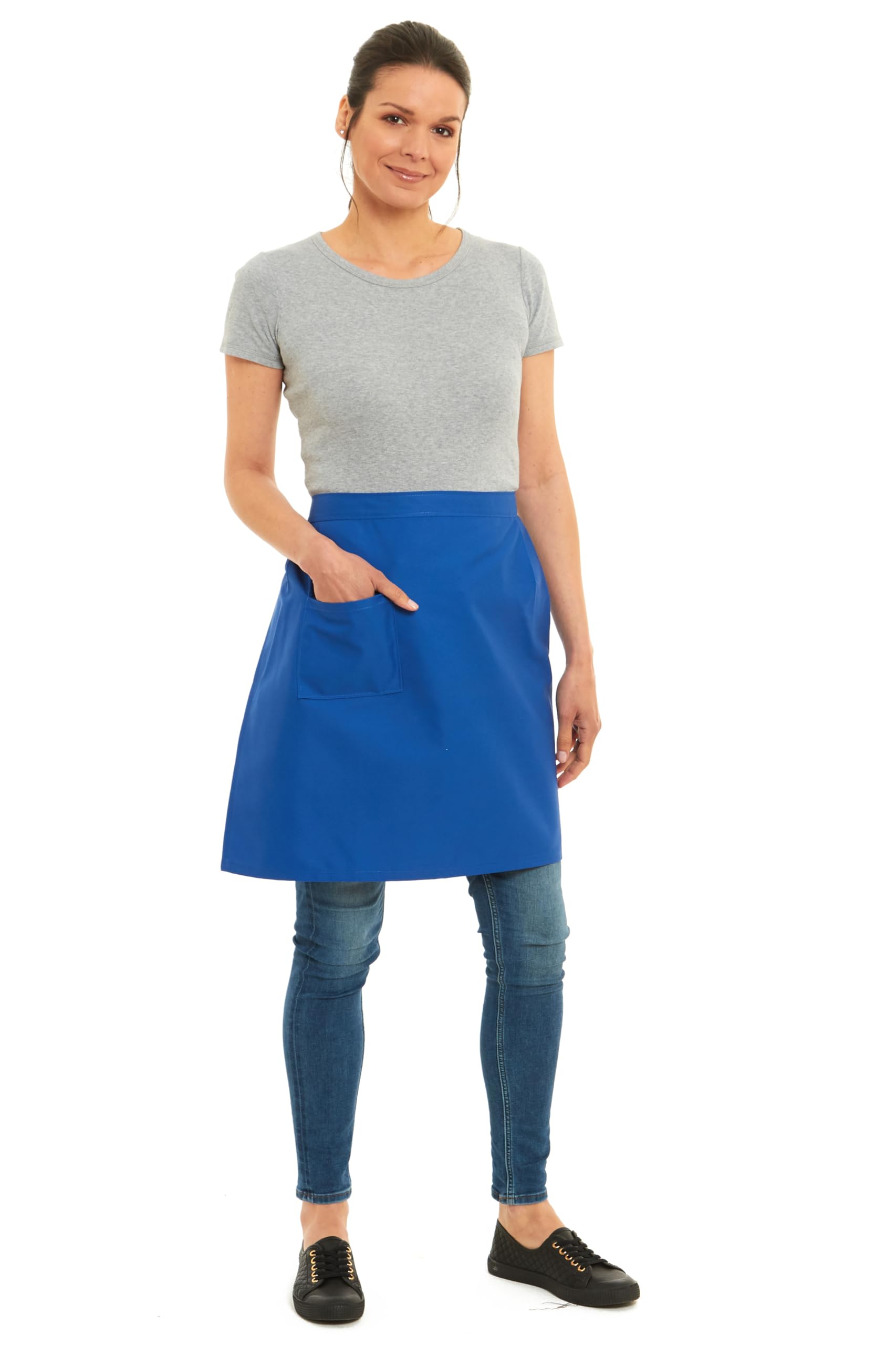 Tesmark Men's Blue Plain Half Aprons For And Wo With Pockets, One Size Plain Colour Versatile Aprons Ideal For Home Chef Waitress Bbq And Professional Use (Blue)
