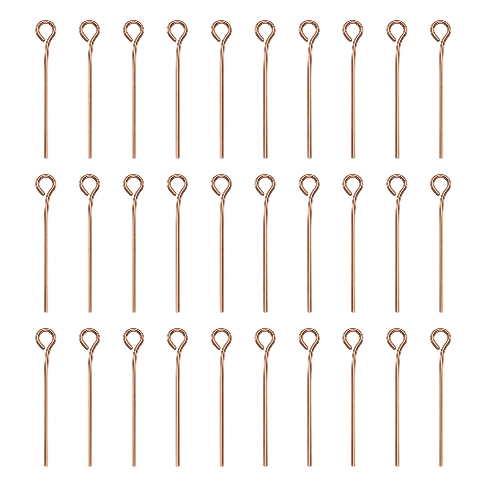 sourcing map 100pcs 0.94" 24mm Mini Metal Open Eye Head Pins,Rose Gold