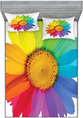 Miniatura 48 de Ambesonne Juego de sábanas bajeras y fundas de almohada, diseño retro de los videojuegos con botones de joystick vintage de los años 80 y 90, diseño