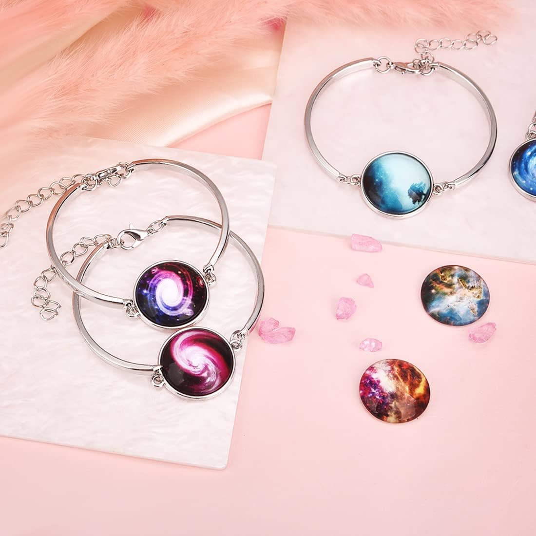 DROLE 20Pcs Cabochon Bracelet Settings Kit-10Pcs 20mm Antique Silver Adjustable Bracelet Blank with 10Pcs 20m Round Clear Glass Cabochons for Jewelry Making - Image 4