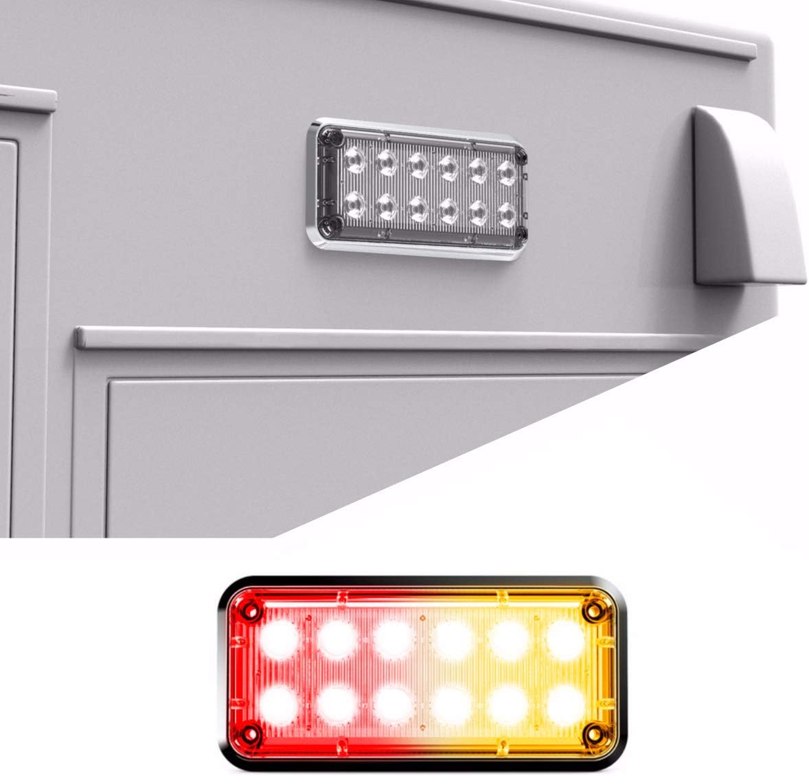 Alpha-Z 7x3 Ambulance LED Surface Mount Emergency Strobe Lights and Fire Truck Ultra Slim Warning Light - Amber/Amber