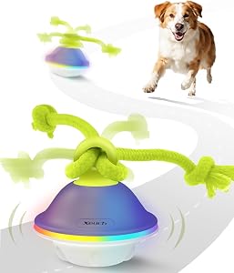 Xeuch Automatic Ball for Dogs, Interactive Dog Toys Self Rolling with Voice Recording & 7 LED Light Modes, Motion-Activated Moving Ball Toy for Outdoor Play & Boredom Relief (Gen2-White)