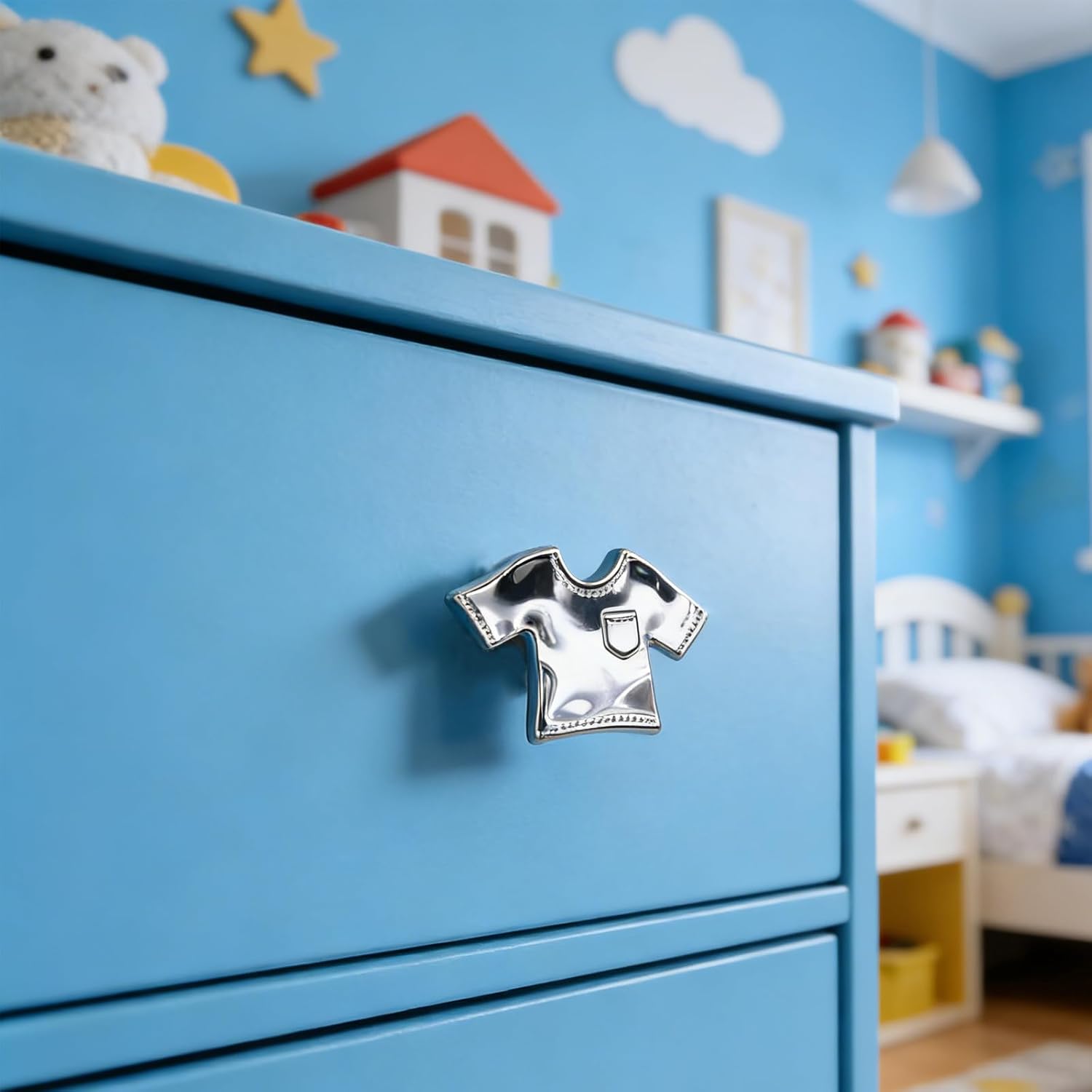 T Shirt Cabinet Knobs, Shorts Dresser Knobs, Zinc Alloy Single Hole Knobs for Cupboard Wardrobe Dresser Drawers Knobs Pulls Home Kitchen Decoration 4 Pcs