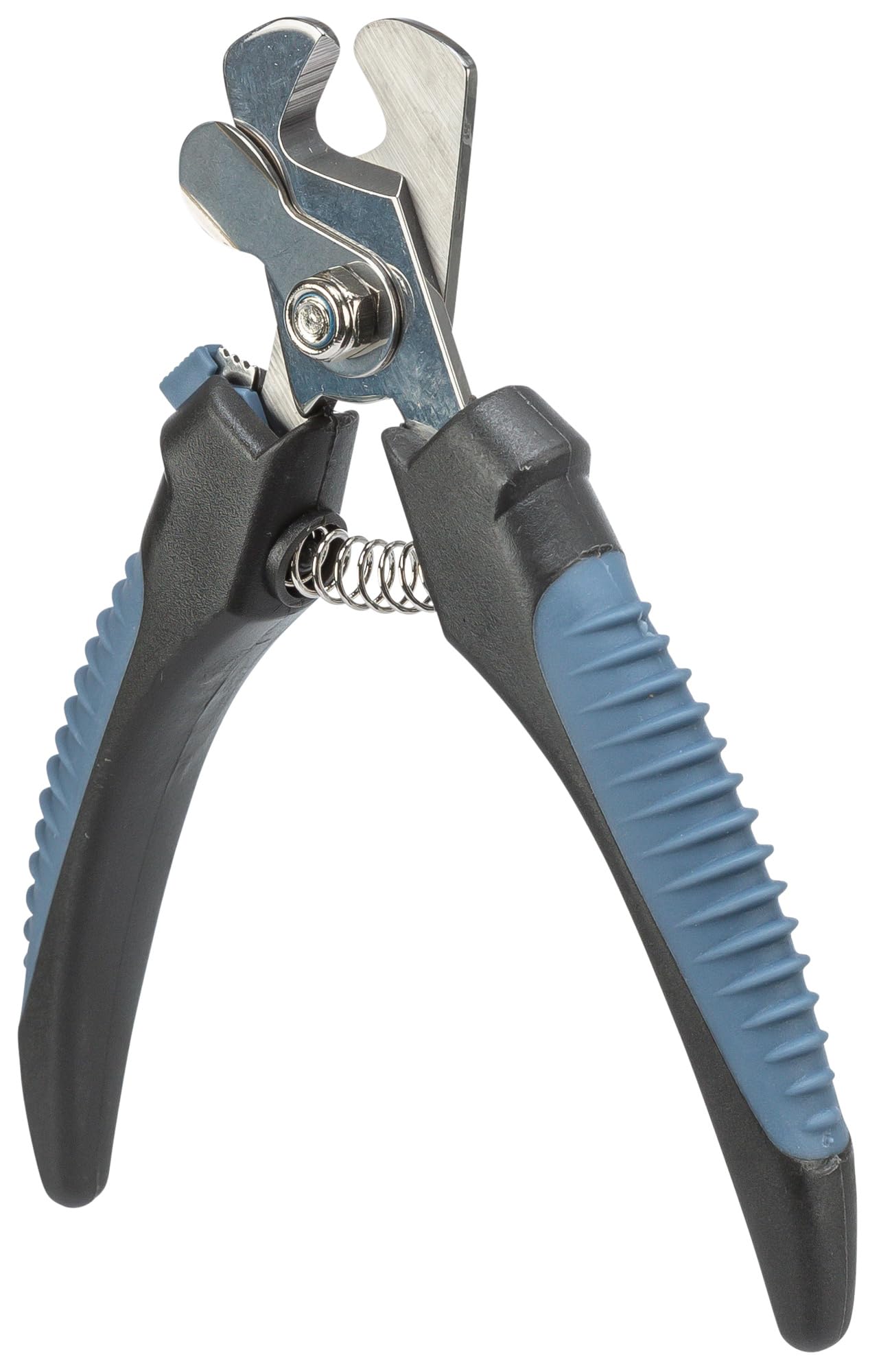TRIXIE claw scissors for small dogs, cats, small animals and birds - with safety lock - limitation prevents strong shortening - stainless steel - rubberised plastic handles - black/blue - 13 cm - 2371