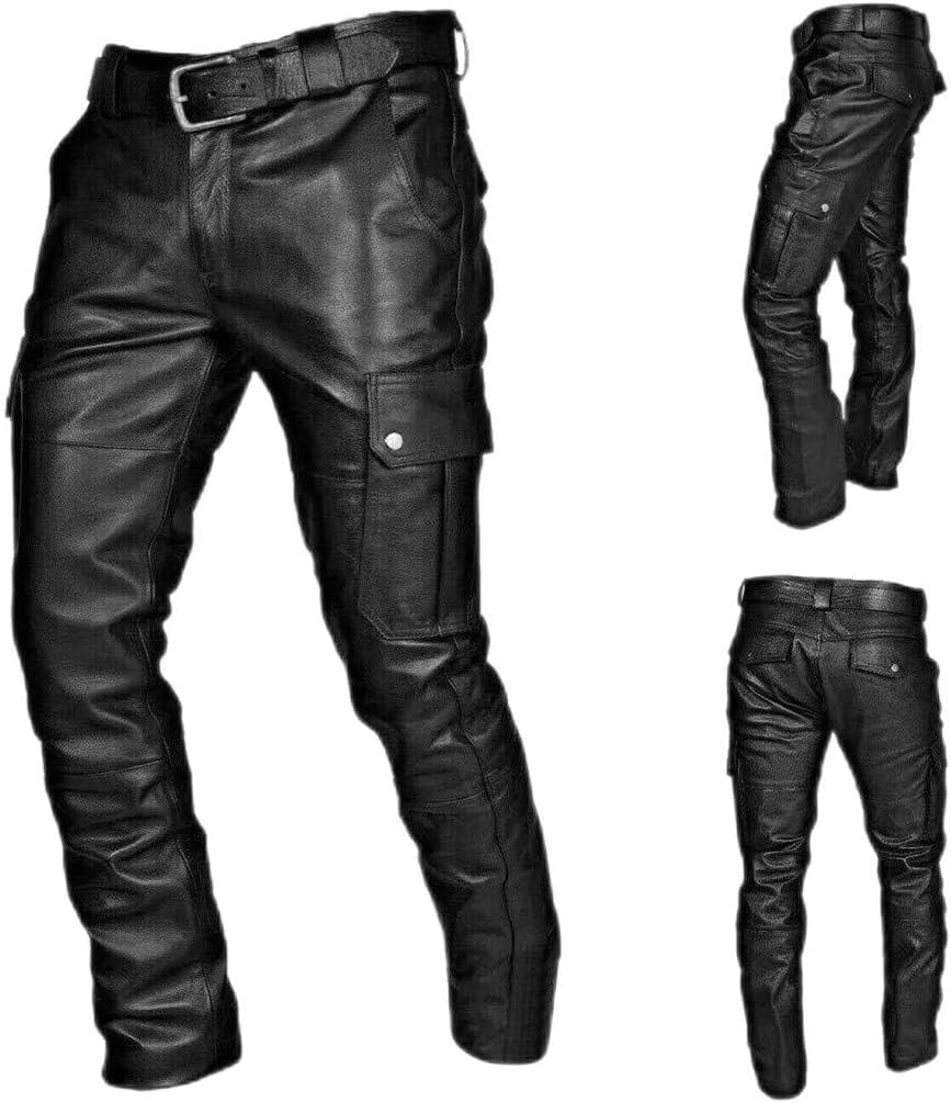 Mens Faux Leather Pants Hip hop Retro Goth Tapered Trousers Halloween Cosplay Punk Rock Pants 2025 Fall Winter Fashion