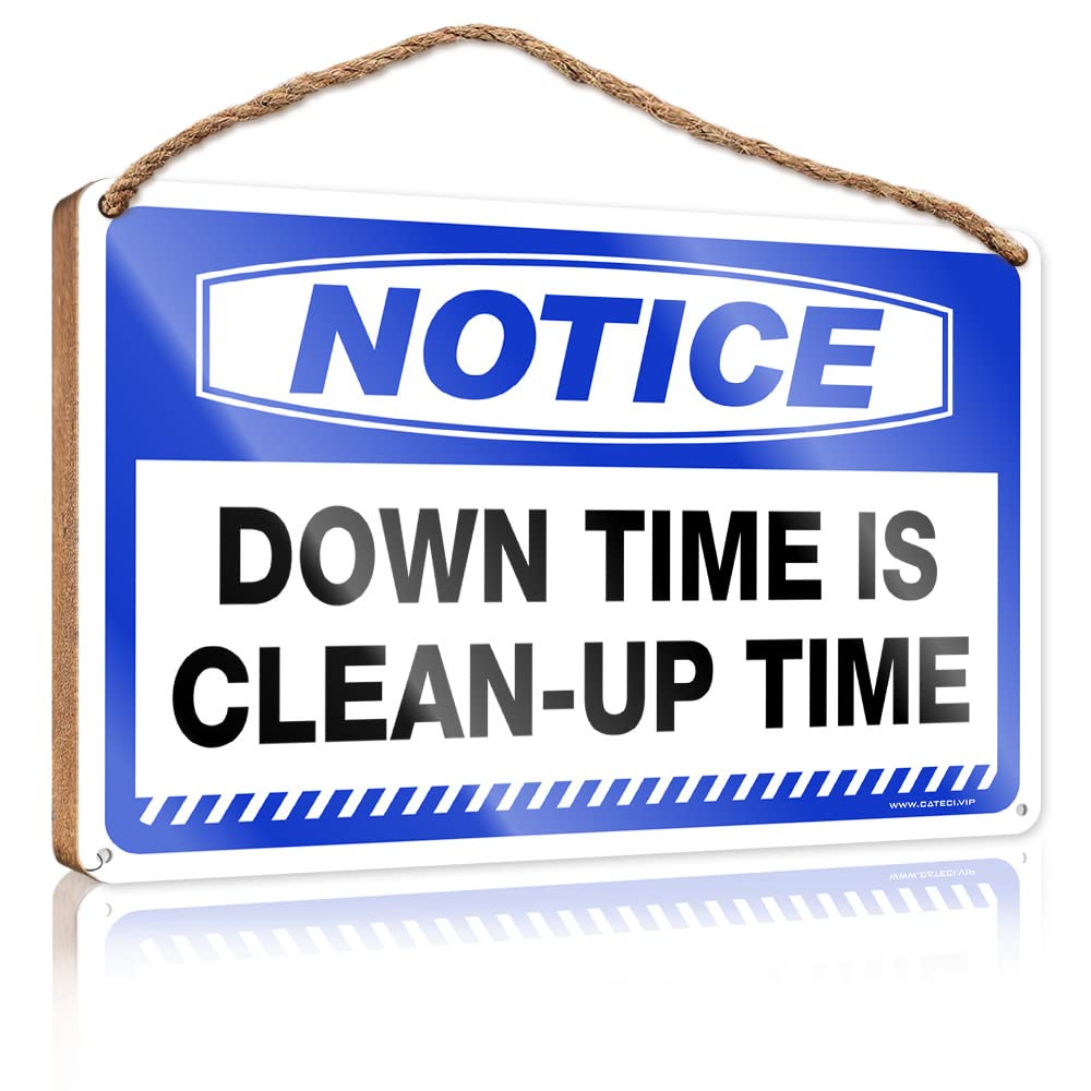 YYHLEH Home Signs Wall Decor Sign Wooden Hanging Notice Down Time Is Clean-Up Wooden Sign(15X28CM)