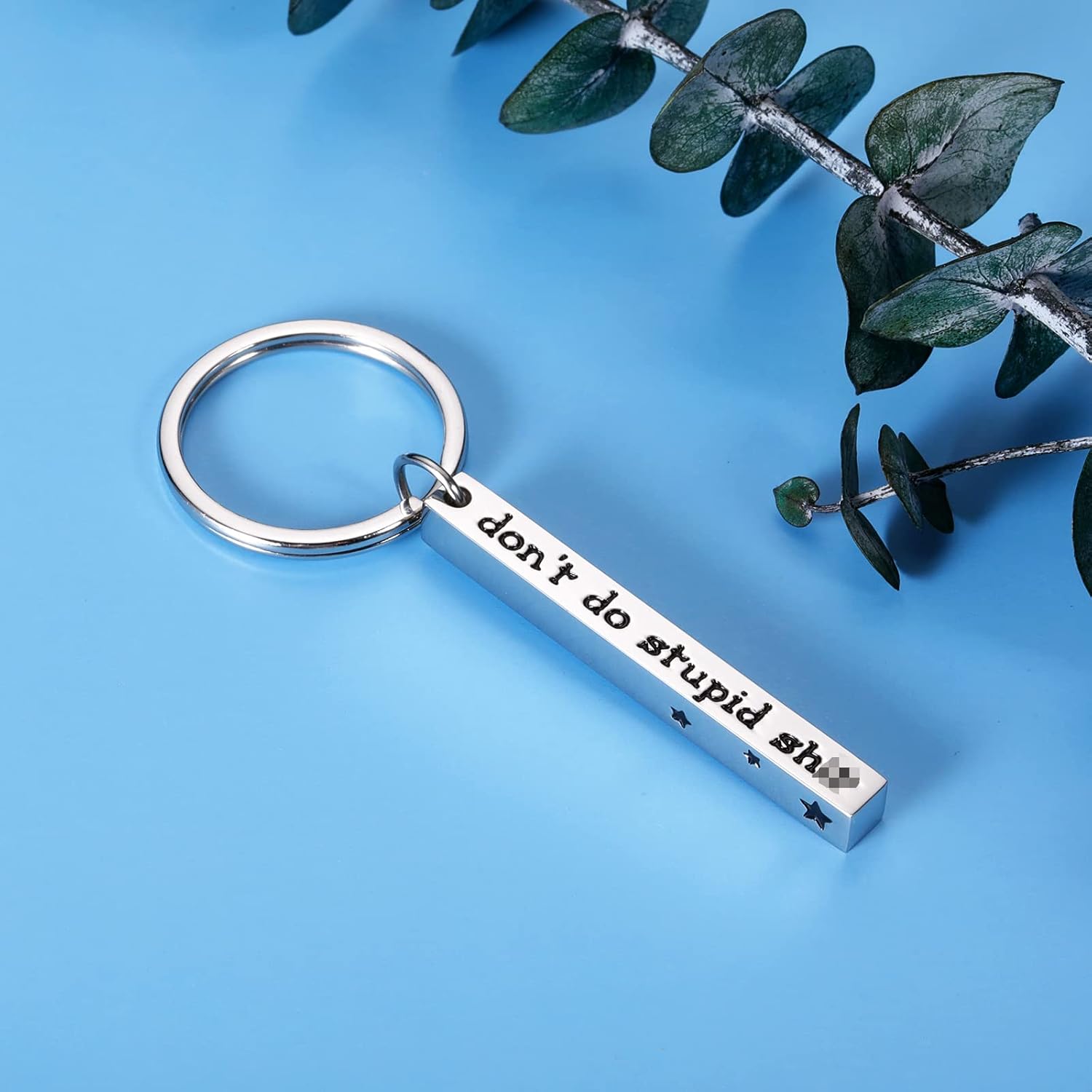 Funny Don't Do Stupid St Keychain Stocking Stuffer Birthday Gifts for Teen Kids Adult Son Daughter from Mom Dad Valentines Day Christmas Graduation New Driver Gift for Him Her Women Men Boys Girls