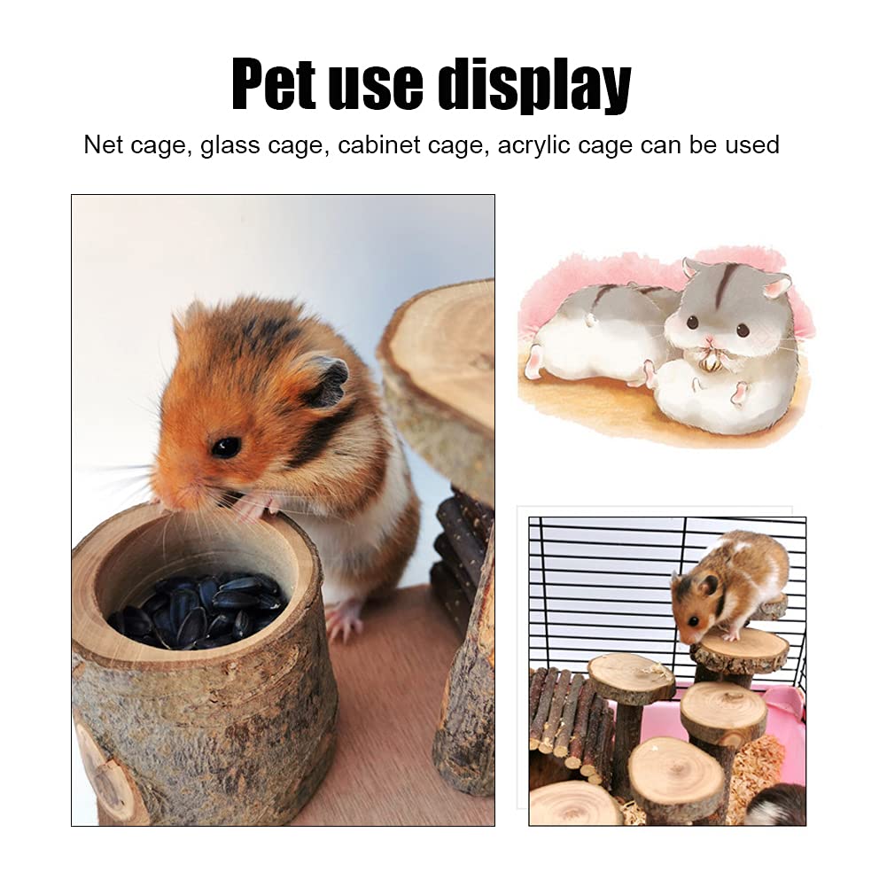 Hamster Meerschweinchen Spielzeug, Abnehmbare Holz Hamster Kletterspielzeug Natürliche Hamster Kauspielzeug Set, für Kleintiere Rennmäuse Haustiere Haustiere(Apple Wood Column, L, Blue)