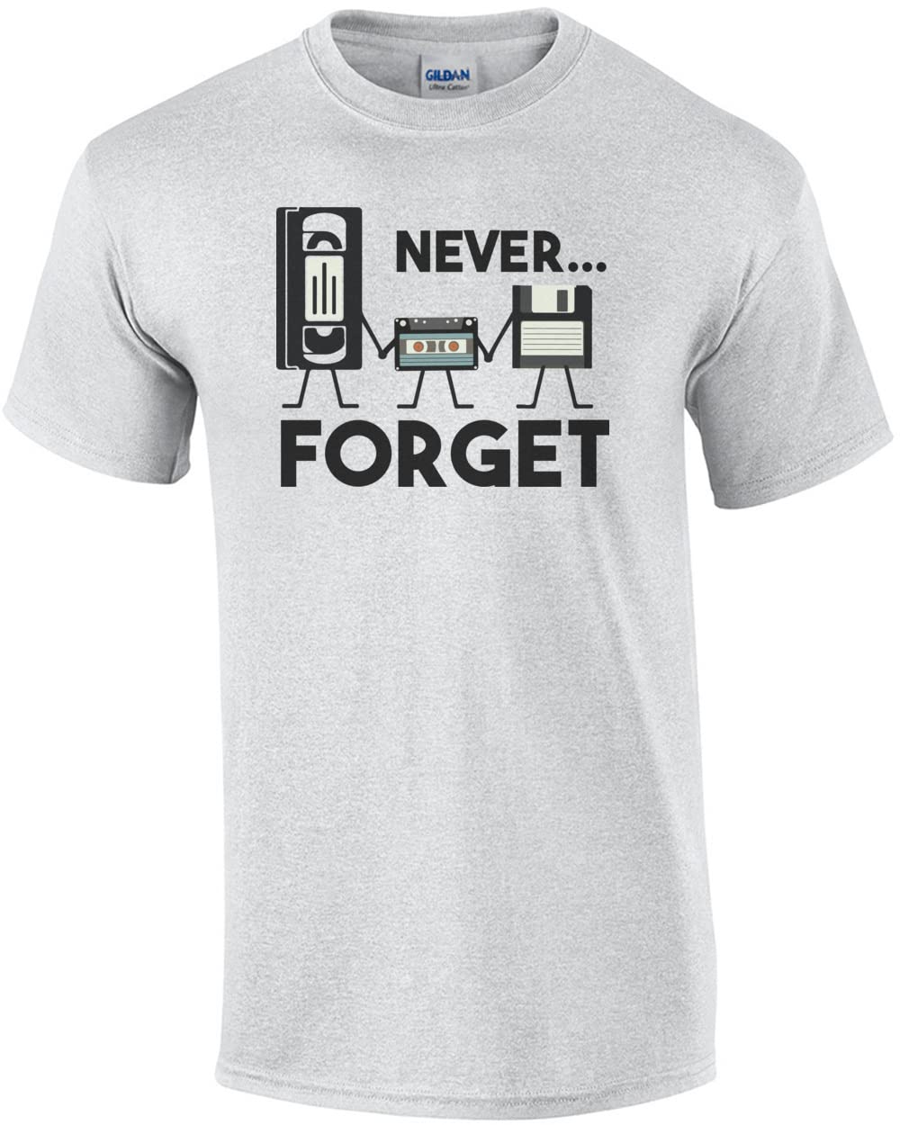 Never Forget - VHS Tape, Floppy Disk, Tape, Funny Nostalgia T-Shirt, Ash, 3X-Large-image-33