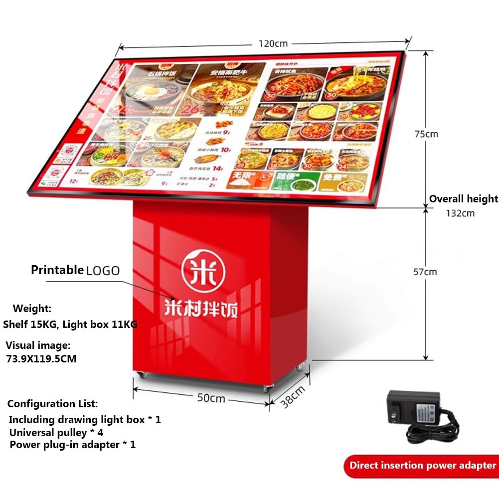 Soporte Para Letreros De Alta Resistencia, Expositor De Menús LED Expositor De Folletos Y Catálogos Independiente Soporte De Suelo Para Letreros LED Para Restaurantes, Cafeterías Y Hoteles(Rosso)