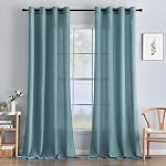 MIULEE White and Blue Tree Branch Print Semi Sheer Curtains 90 Inches for Living Room Window 2 Panels Bedroom Linen Texture Semi Sheer Drapes Grommet Top,52" W