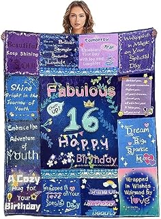 WDong 16th birthday gifts girl, Birthday Blanket 16th birthday gifts for girls gifts for 16 year old girls, 16th Birthday Gift Ideas, Flannel Blanket 51*59inch, daughter birthday gifts (130 * 150 cm)