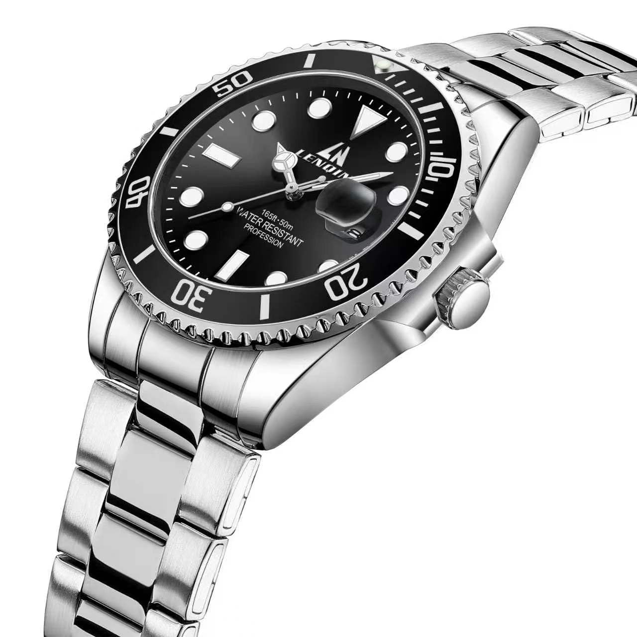 LN LENQIN Reloj Hombre Relojes de Acero Inoxidable para Hombres Reloj de Cuarzo Analógico Resistente Al Agua Relojes de Pulsera para Hombres con Fecha Relojes Casuales de Moda Luminosos