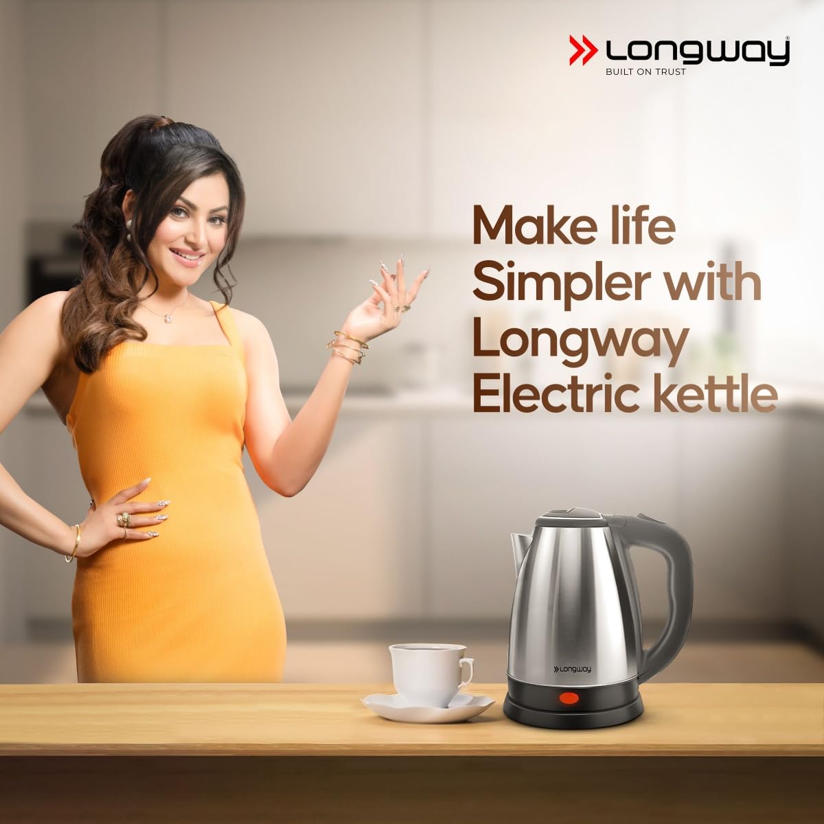 Longway Kestro 2 Liter Electric Kettle with Stainless Steel Body for Boiling (Black & Silver, 1500 Watt)