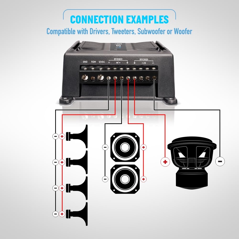 Banda Audioparts BD800.42OHM 800 W 4-kanałowy 2 omy pełny zakres samochodowy wzmacniacz audio 4 x 200 W Rms 4 omy mostkowany - czarny