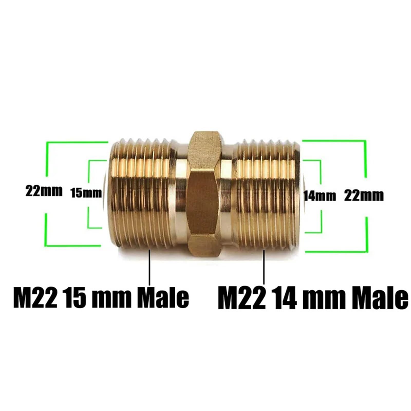 Lot de 3 connecteurs de tuyau d'arrosage M22–14 mm pour nettoyeur haute pression pour raccord rapide pour tuyau d'arrosage (14 mm aux deux extrémités)