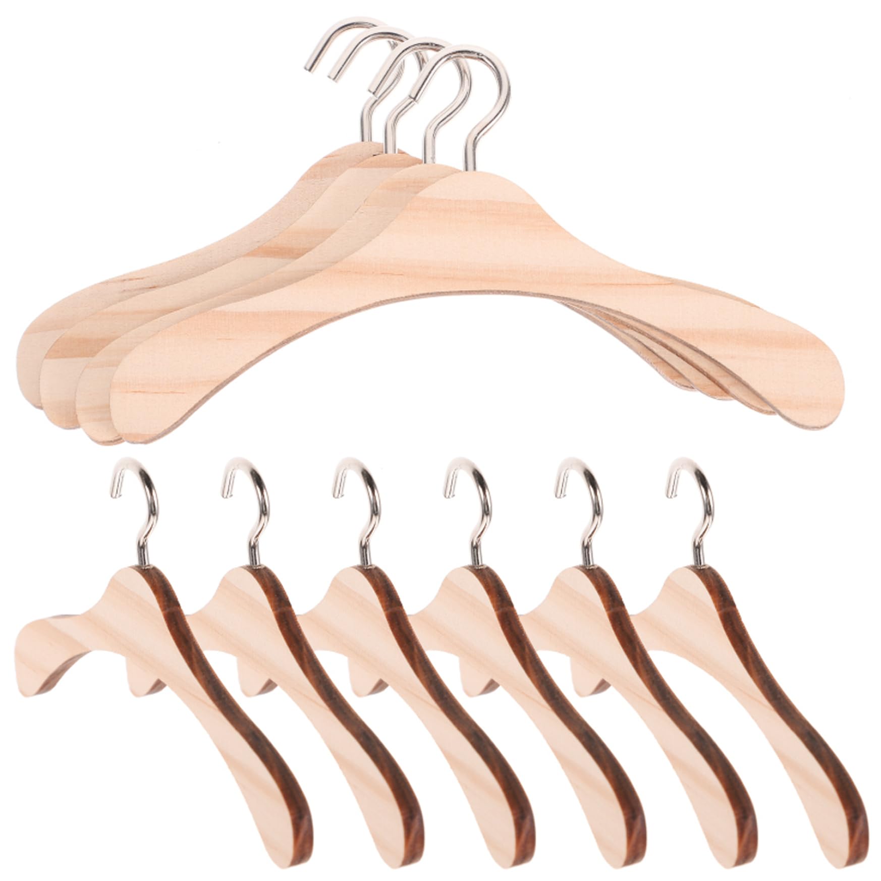 Meyrwoy Doll Clothes Hangers 10Pcs Wooden 4.7in Miniature Simulation Doll Clothing Rack for Doll Wardrobe Dollhouse Accessories