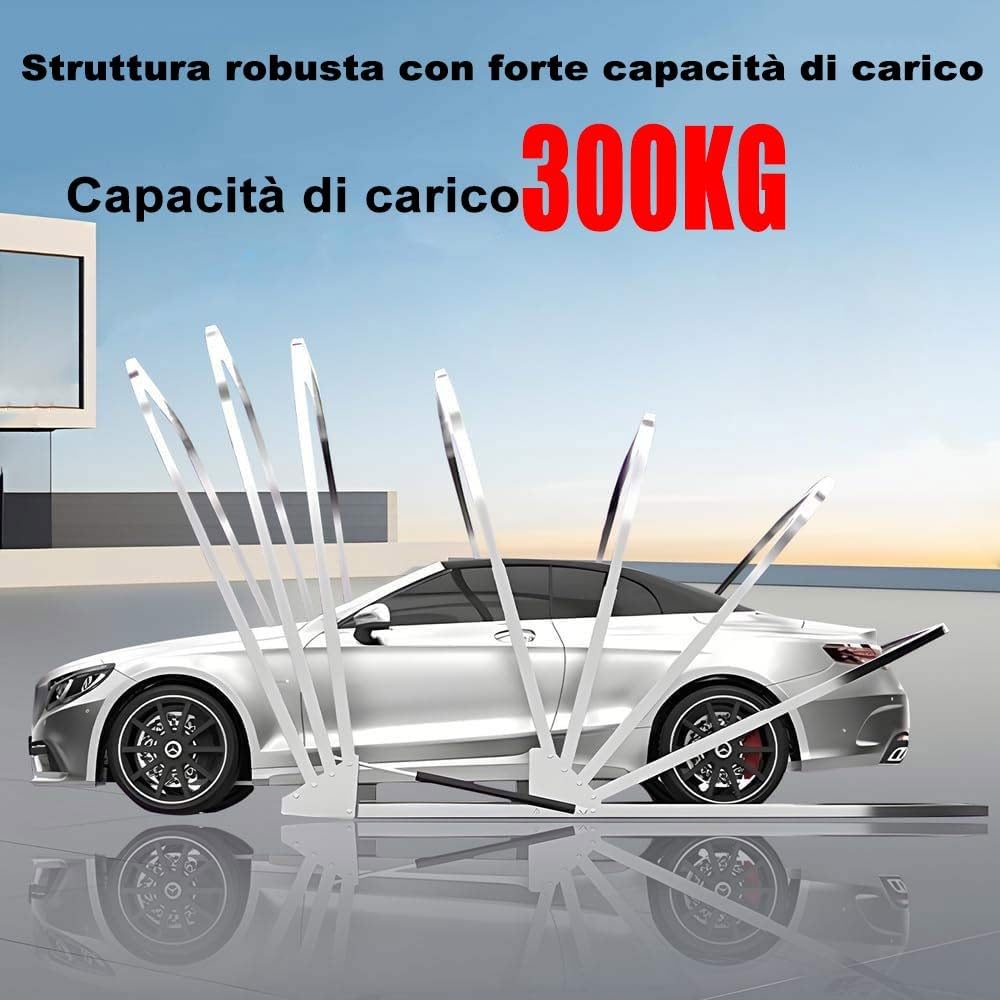 Tenda da Garage Semiautomatico in Acciaio Inossidabile, Carport Pieghevole Mobile, Resistente al Vento e Neve (Grigio)