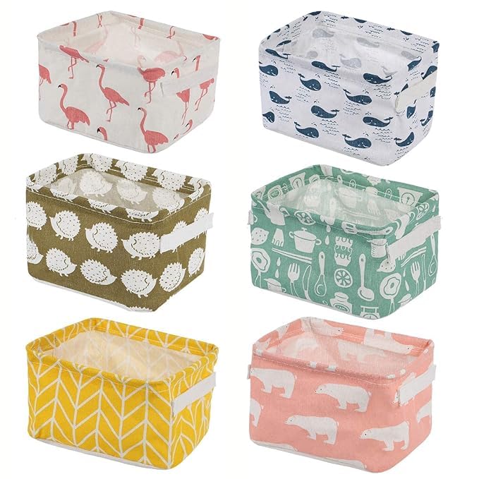 SANWALSA (Pack of 4 Foldable Small Canvas Fabric Multipurpose Storage Box, Organizer Baskets for Organizing with Handles (Multi Design and multicolor) (B0CYCKCPXM) Amazon Price History, Amazon Price Tracker