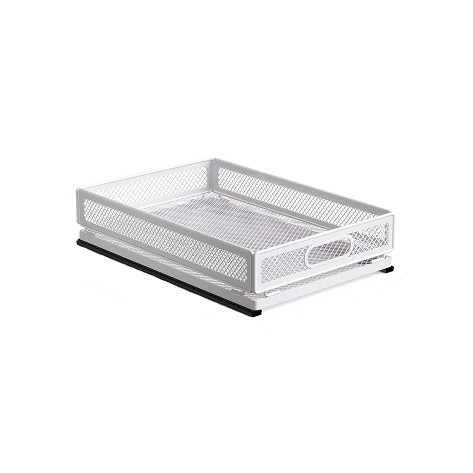 Gittcoll White Carbon Steel Pull-Out Storage Basket With Detachable Silent Track No Punching Cabinet Drawer With Large Capacity Collecting Box And Thickened Layer Board For Kitchen Bedroom (45S)