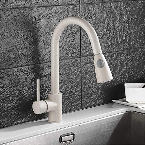 PLMNBQWE Grifos para Fregadero de Cocina, Grifo extraíble con rociador, Color Avena, Mezclador para Fregadero, rotación de 360 Grados, Monomando de Montaje en Cubierta, Estilo Retro.