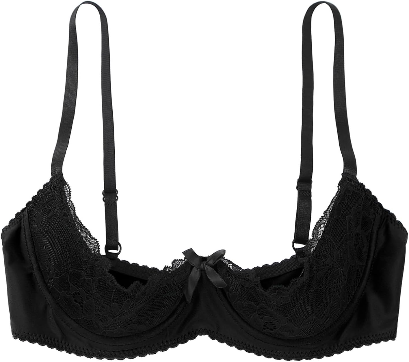 Freebily Women's 1/4 Cups Bra Underwire Push Up Shelf Bra Adjustable Spaghetti Straps Everyday Bras