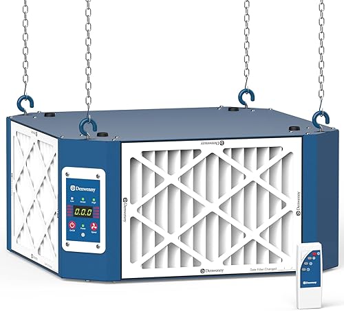 Denwenny KingMaster F12D - Sistema de filtración de aire de admisión de 360 grados (1350 CFM) con ventilador de vórtice fuerte, ionizador integrado,