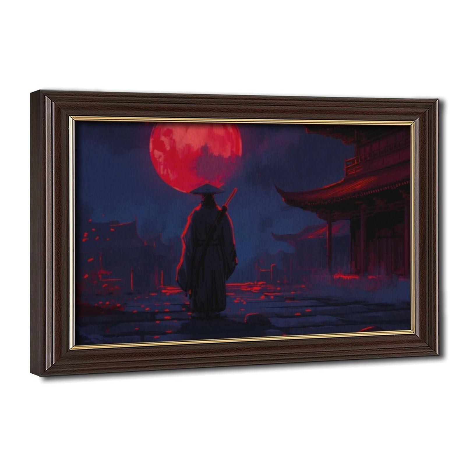 Bareronor Japanese Samurai Canvas Poster Bedroom Decor Landscape Office Room Decor Gift 24" L X 36" W