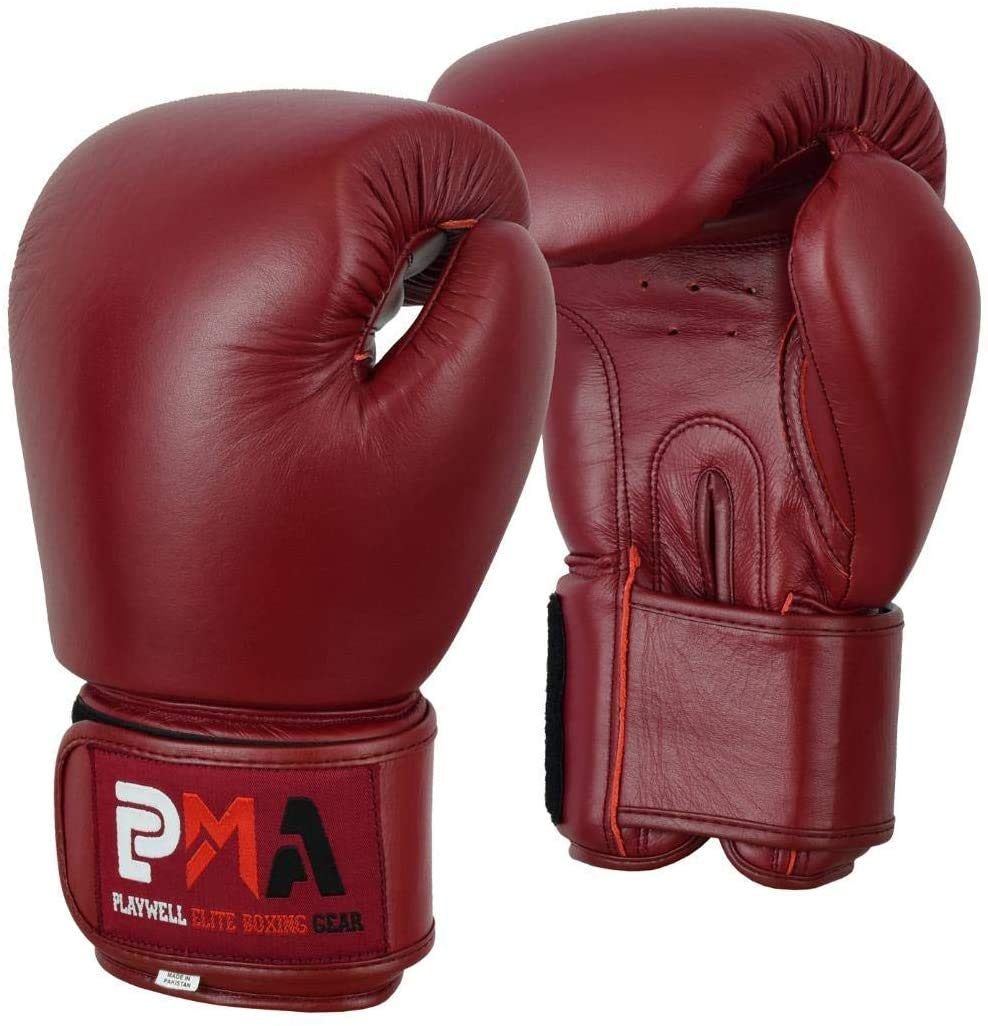 Gants de boxe en cuir marron pour entraînement de boxe et sparring