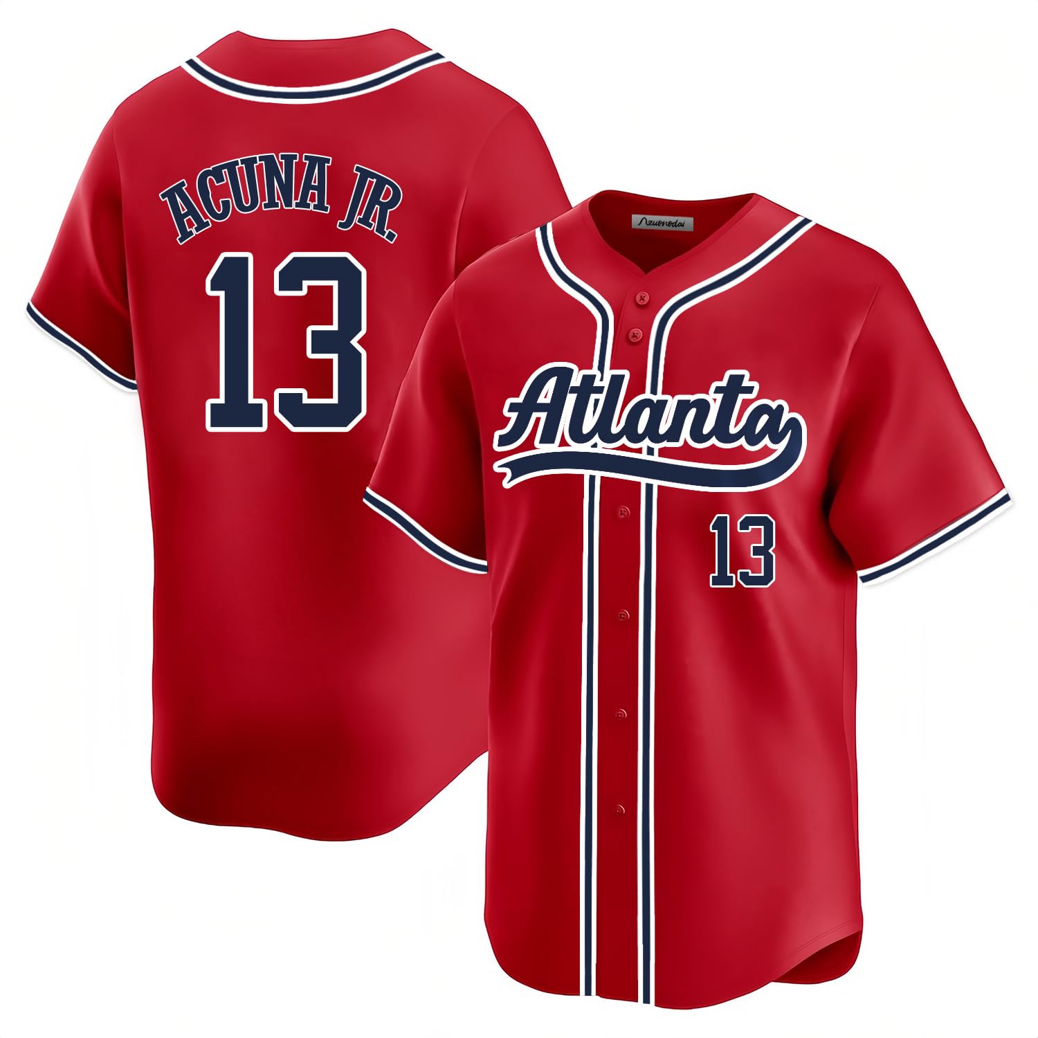 Custom Mens/Women/Youth Atlanta Red Ronald Acuna JR. Seattle Baseball Stitched T-Shirt for Sports Fan