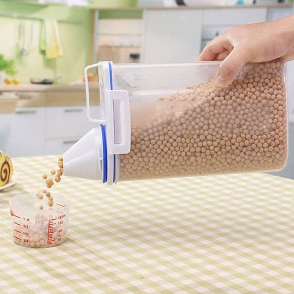 Cereals Storage Box Cereal Container Rice Storage Plastic Cereal Dispenser Storage Boxes Kitchen Food Grain Rice Container Portable Organizer Grain Storage Cans Organizador