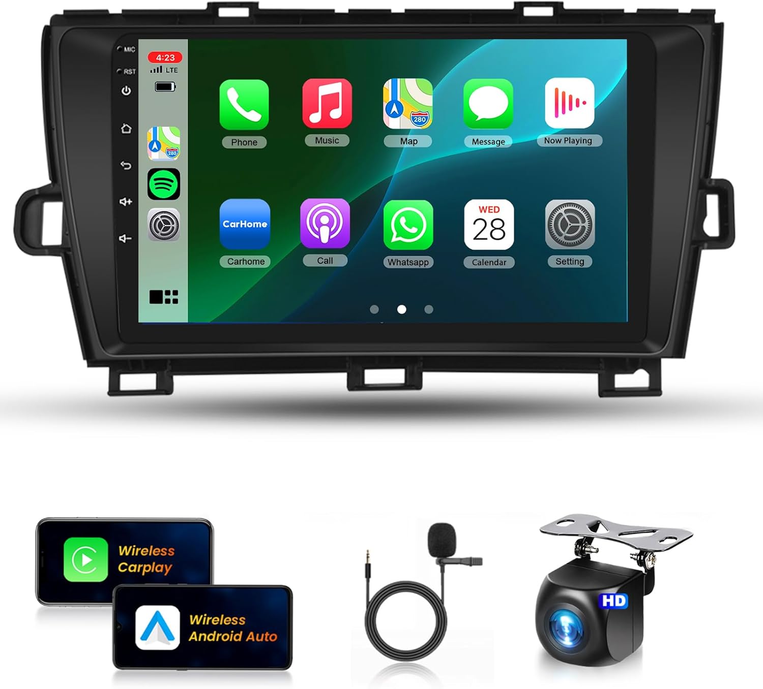 Car Stereo for Toyota Prius 2010-2015?8Core 2+64G? Wireless Carplay Android Auto,9" 1280x720P IPS Touch Screen Radio, Android/GPS/WiFi/32EQ DSP Audio/Bluetooth/SWC/Backup Camera