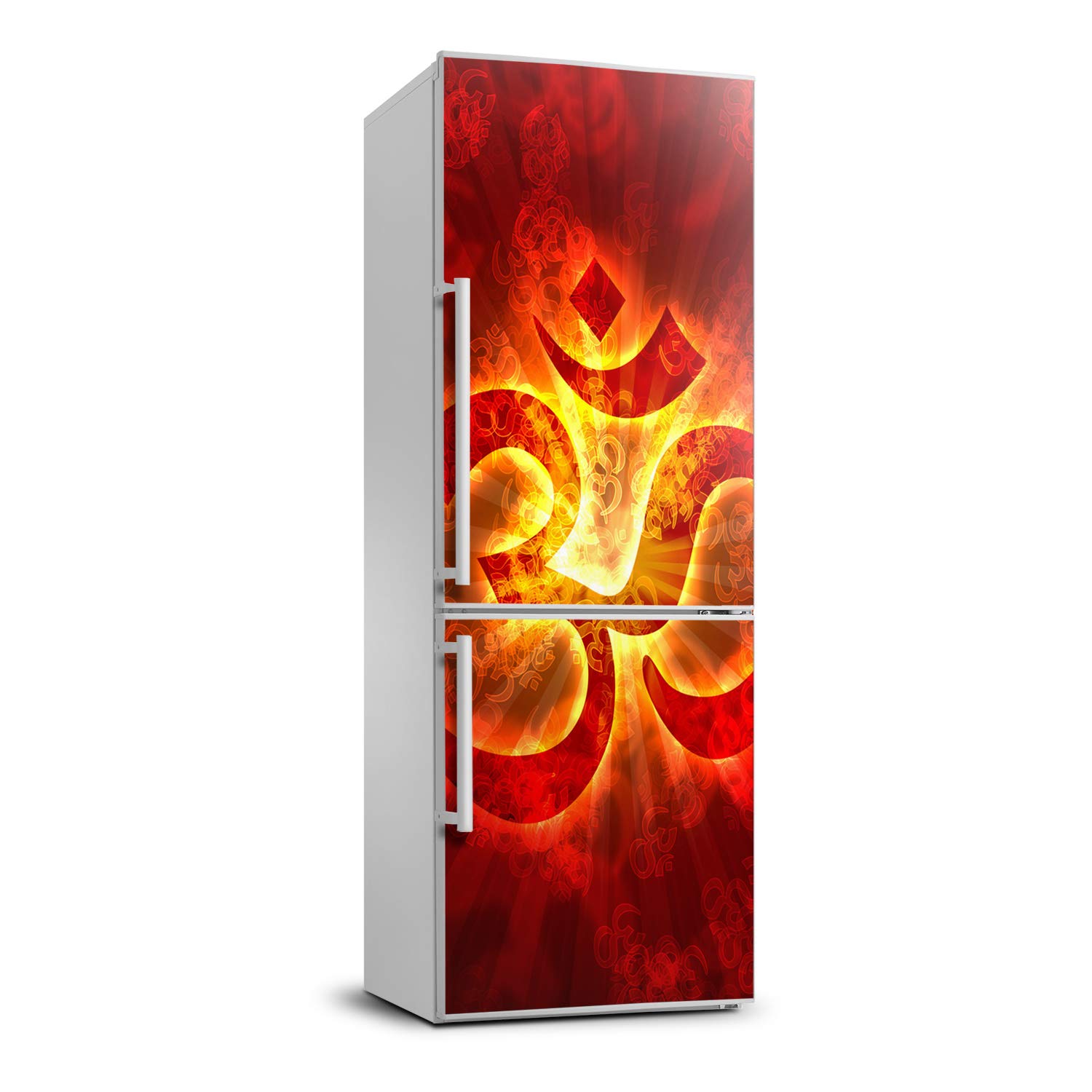 Sticker frigo 70x190cm signe brûlant om pour une cuisine zen