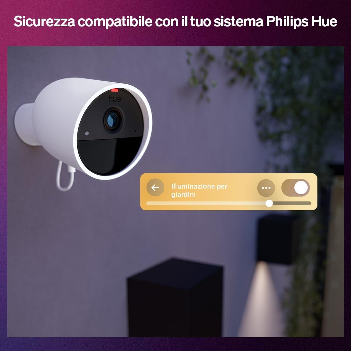 Philips Hue Secure, Videocamera di sorveglianza smart, Bianco | Video in 2K, Cablata, Notifiche in tempo reale, Per interni ed esterni, Smart Home, Visione notturna, Controllo da app Hue
