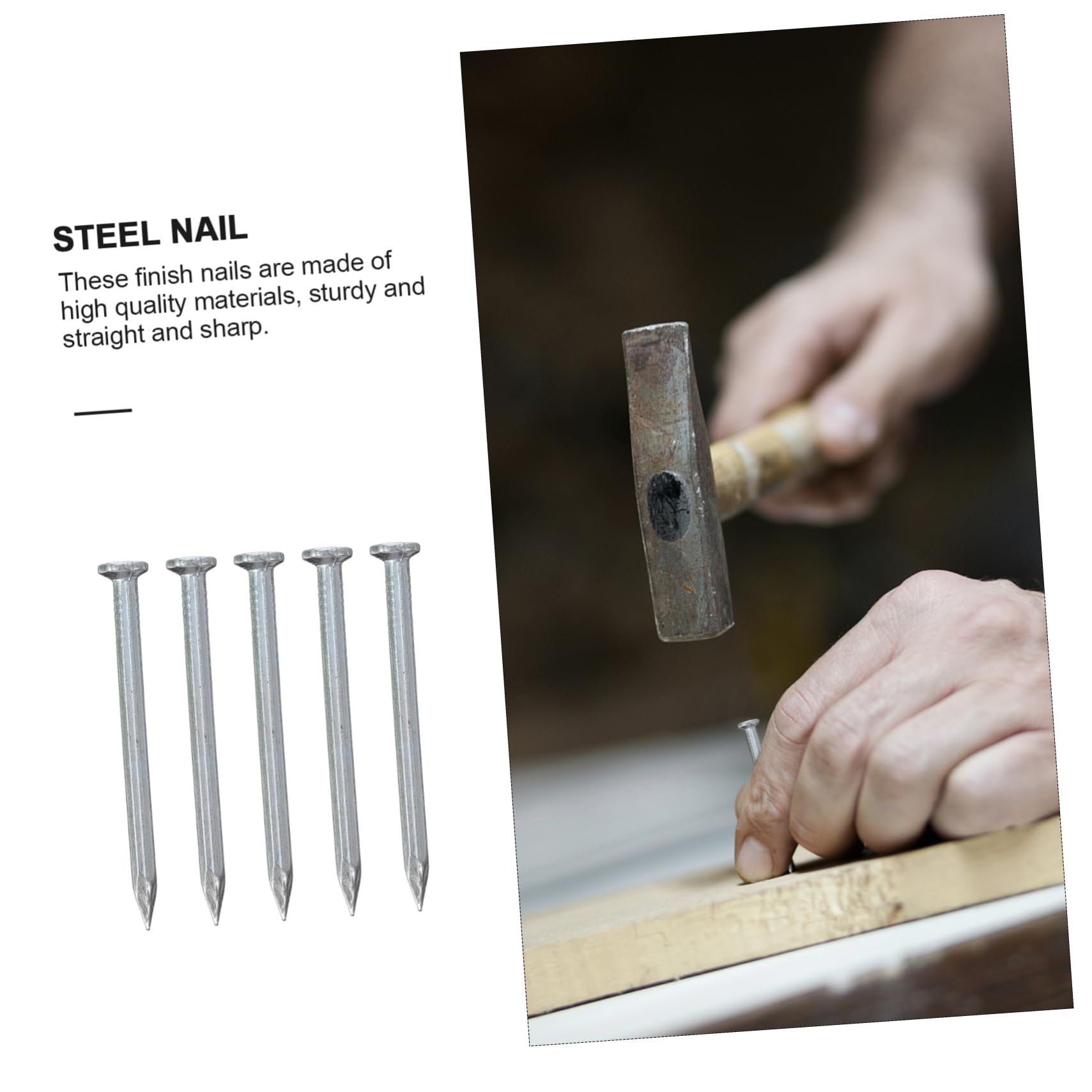 Clavo de Cemento Galvanizado de Acero 515 Piezas Plata | Fijar Madera o Metal en Pared de Cemento, No se Dobla Fácilmente, Uso para Montaje y Marcos