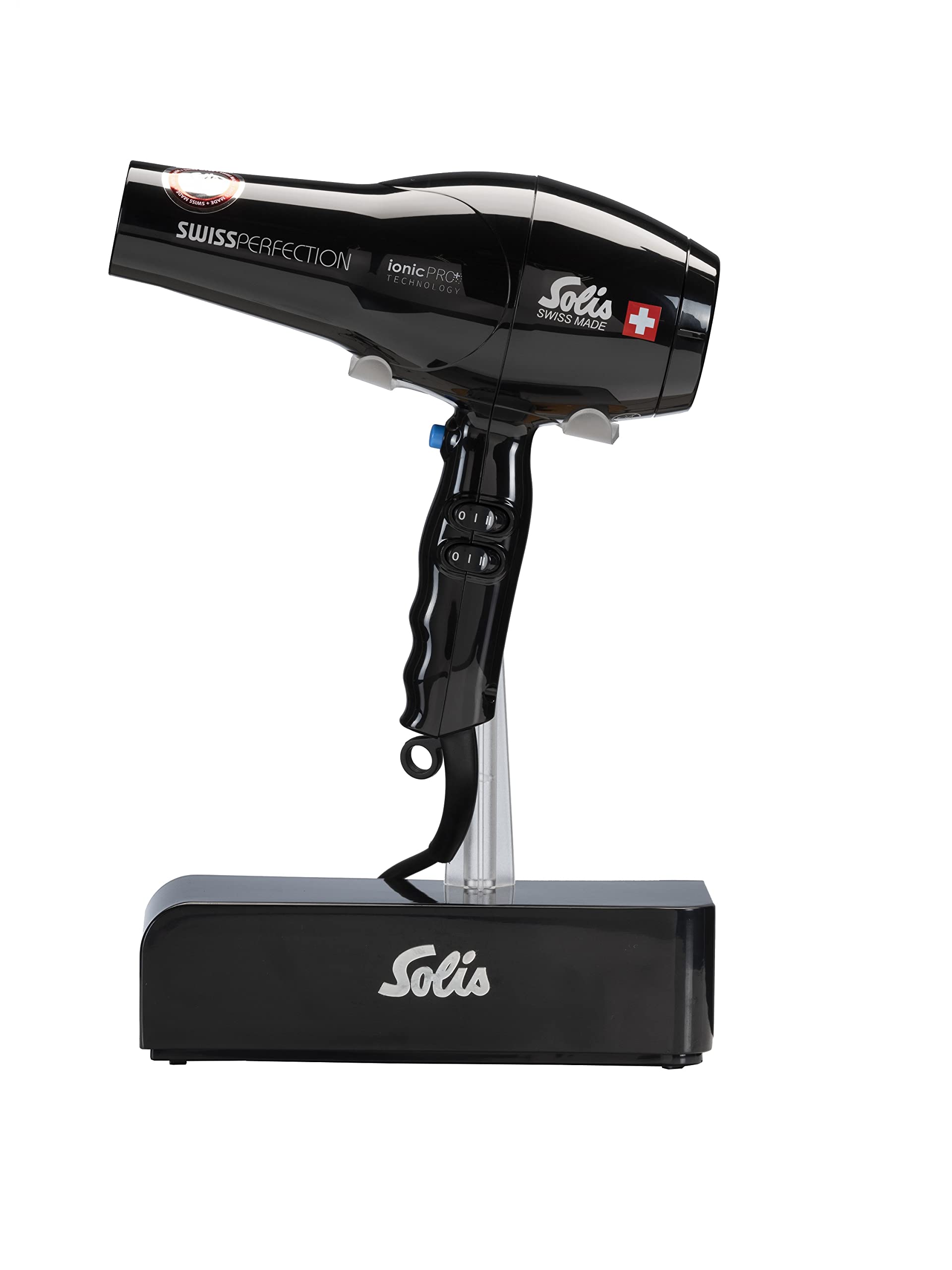 Solis Swiss Perfection 360º ionicPRO 440 - suszarka do włosów Professional - z technologią IonicPRo - Przewód obrotowy o 360º – w zestawie dysza do stylizacji - czarny