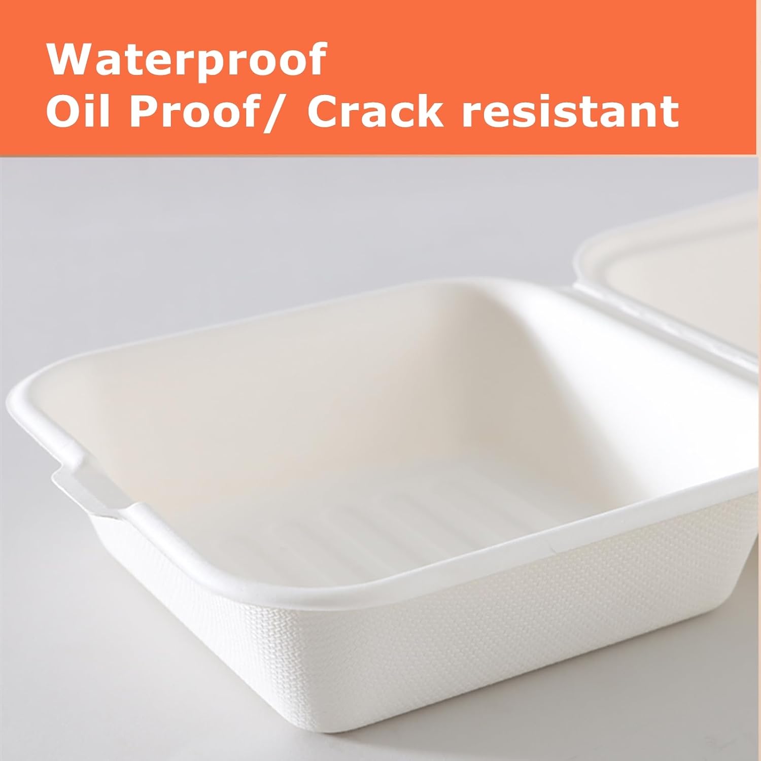 150 Pack Clamshell Food Containers with Lid, 6 x 6 Inches Disposable Take Out To-Go Containers, White Bagasse Bento Box for Hamburger Sandwiches Chips, Microwave/Freezer Safe